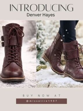 Burgundy Lace-Up Combat Boots | Buckle Detail | Winter-Ready Style | Bundle SZ 8